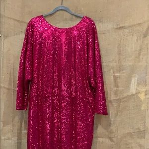 Eloquii Hot Pink Sequin dolman sleeve dress